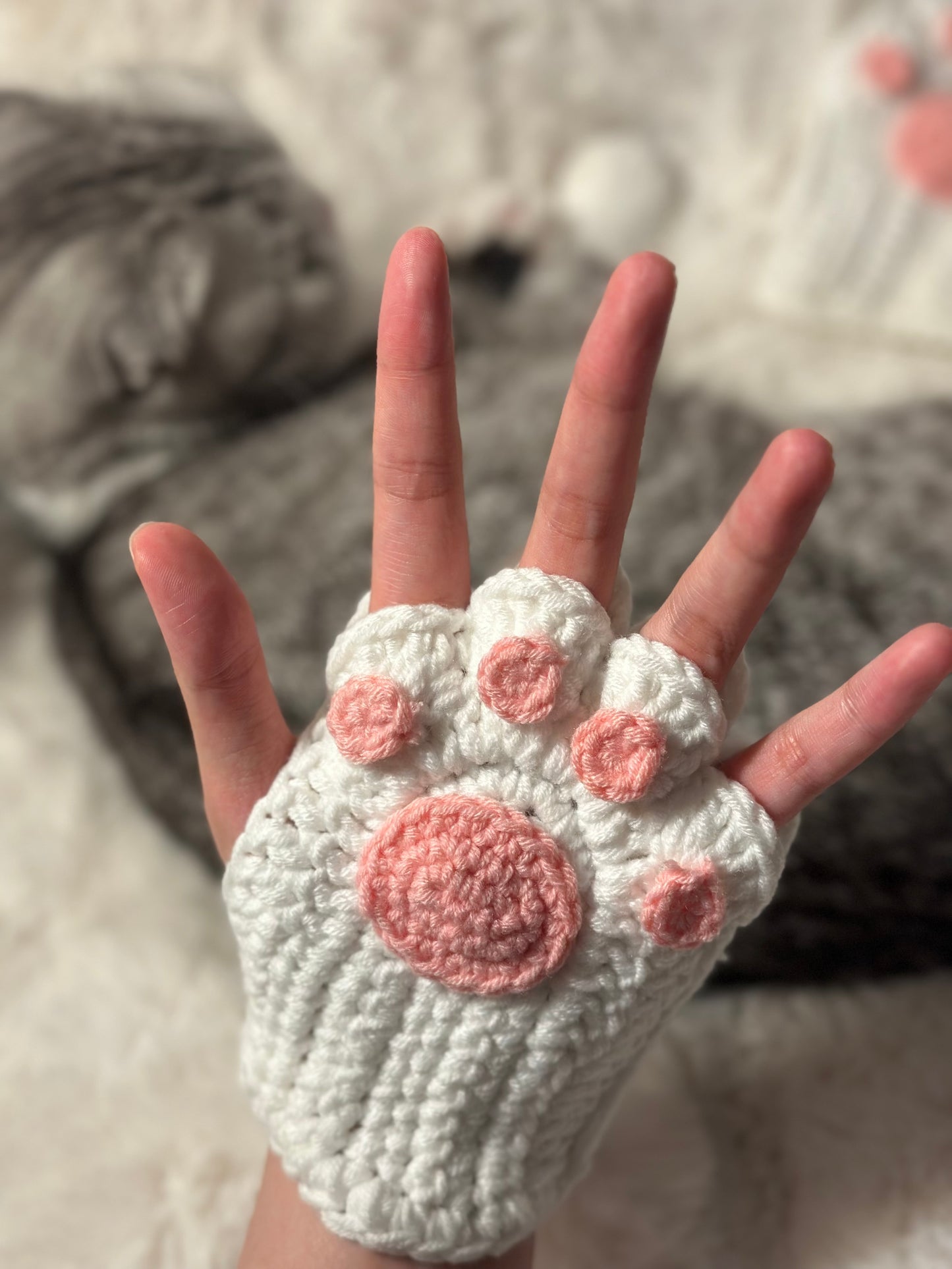 Cat Paws Fingerless Gloves